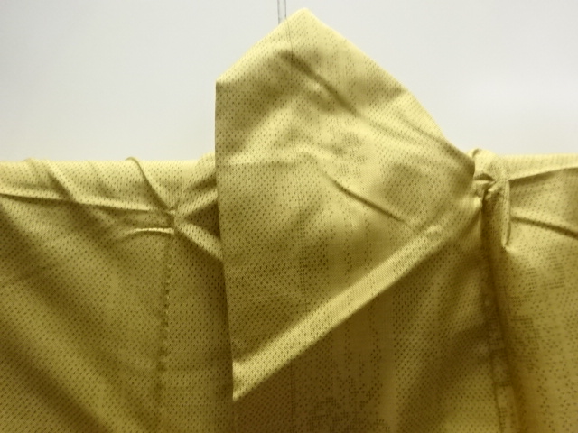  未使用品　縞に草花模様織り出し本場大島紬着物(7マルキ)